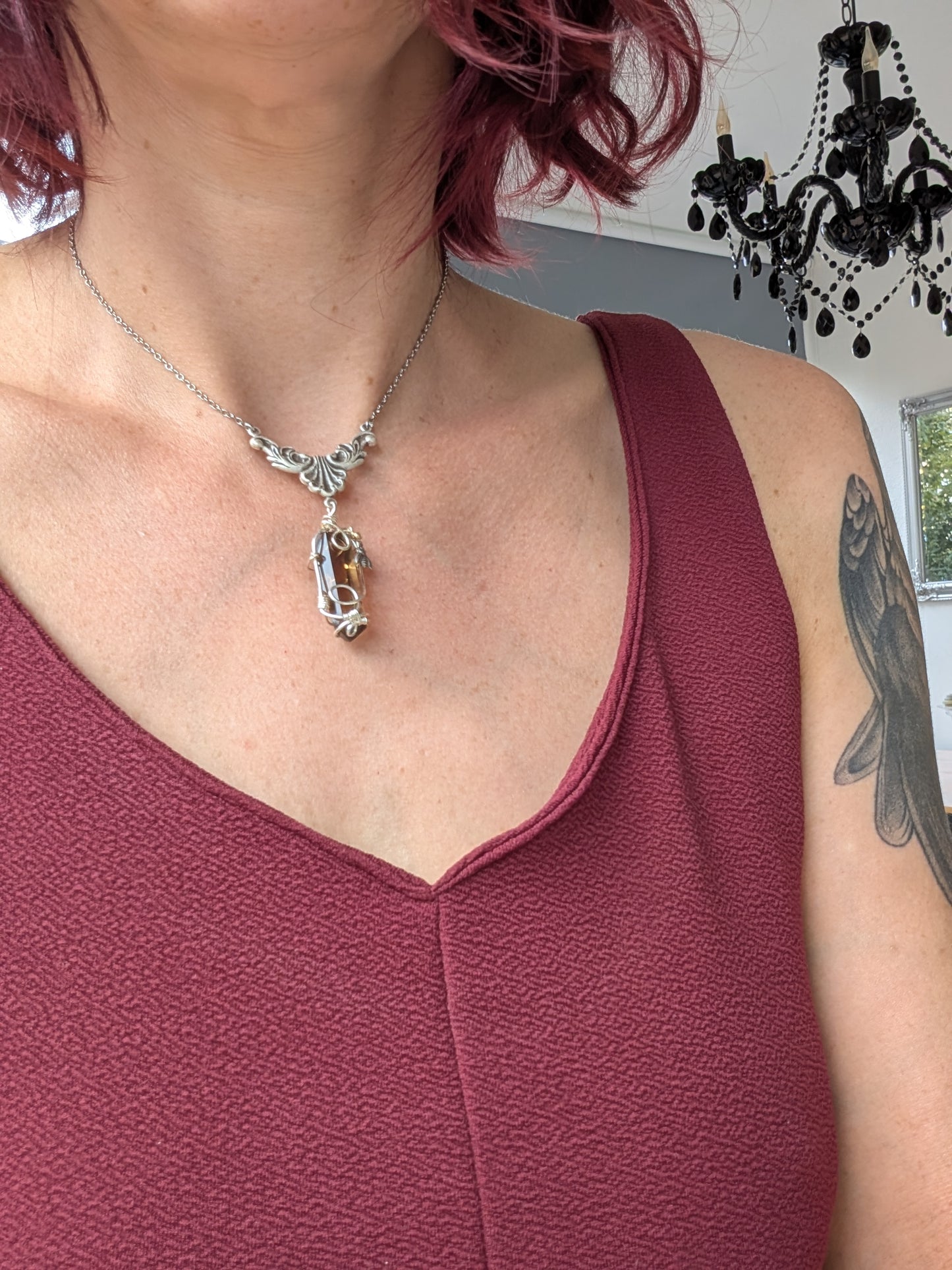 Collier wirewrap pointe de citrine authentique