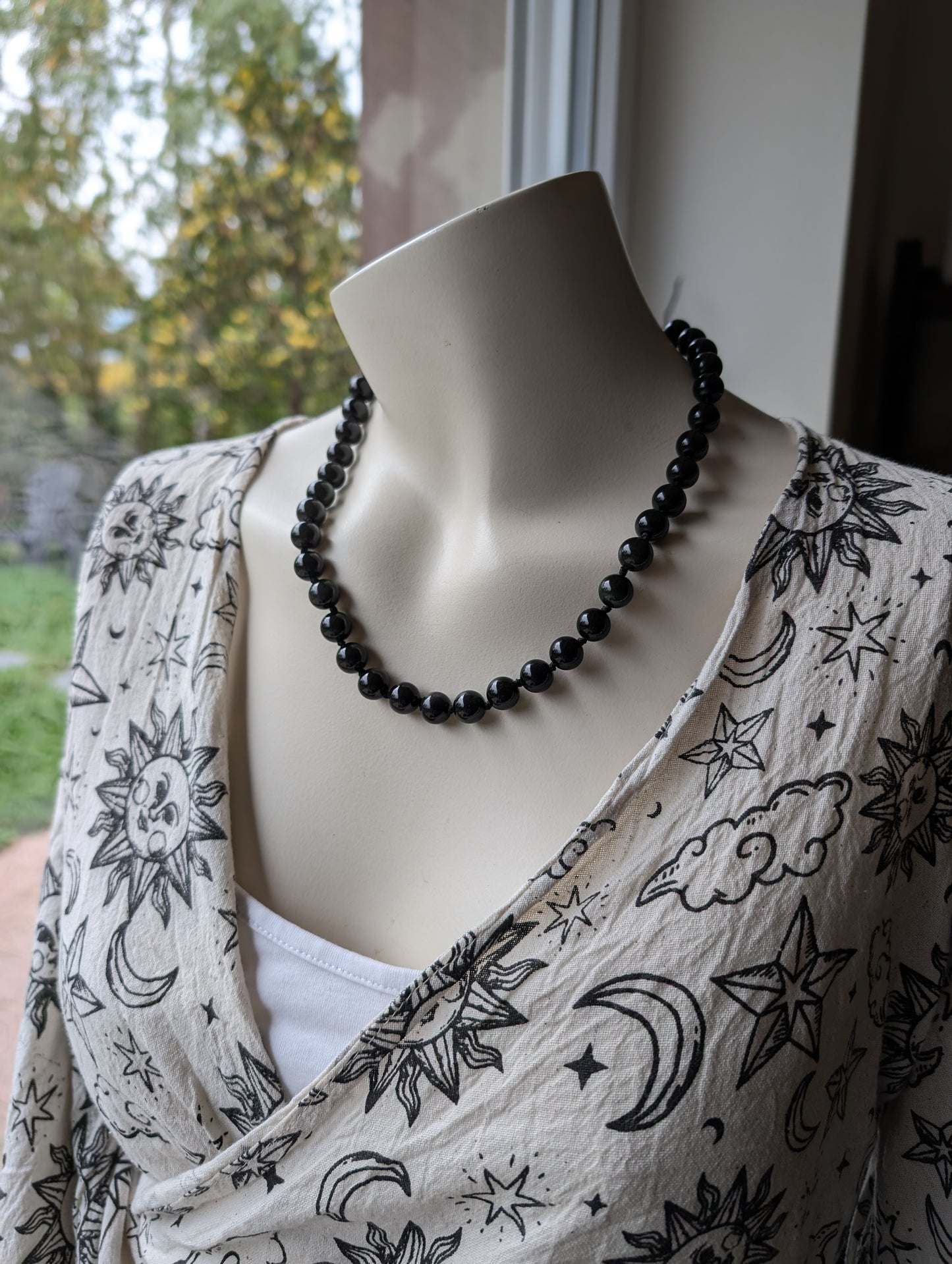 Collier obsidienne oeil céleste ou arc en ciel