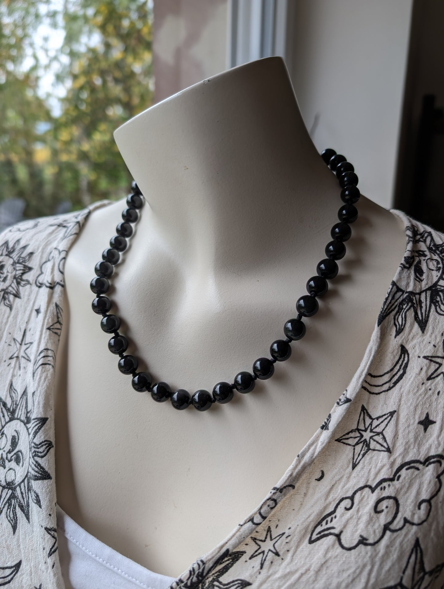 Collier obsidienne oeil céleste ou arc en ciel