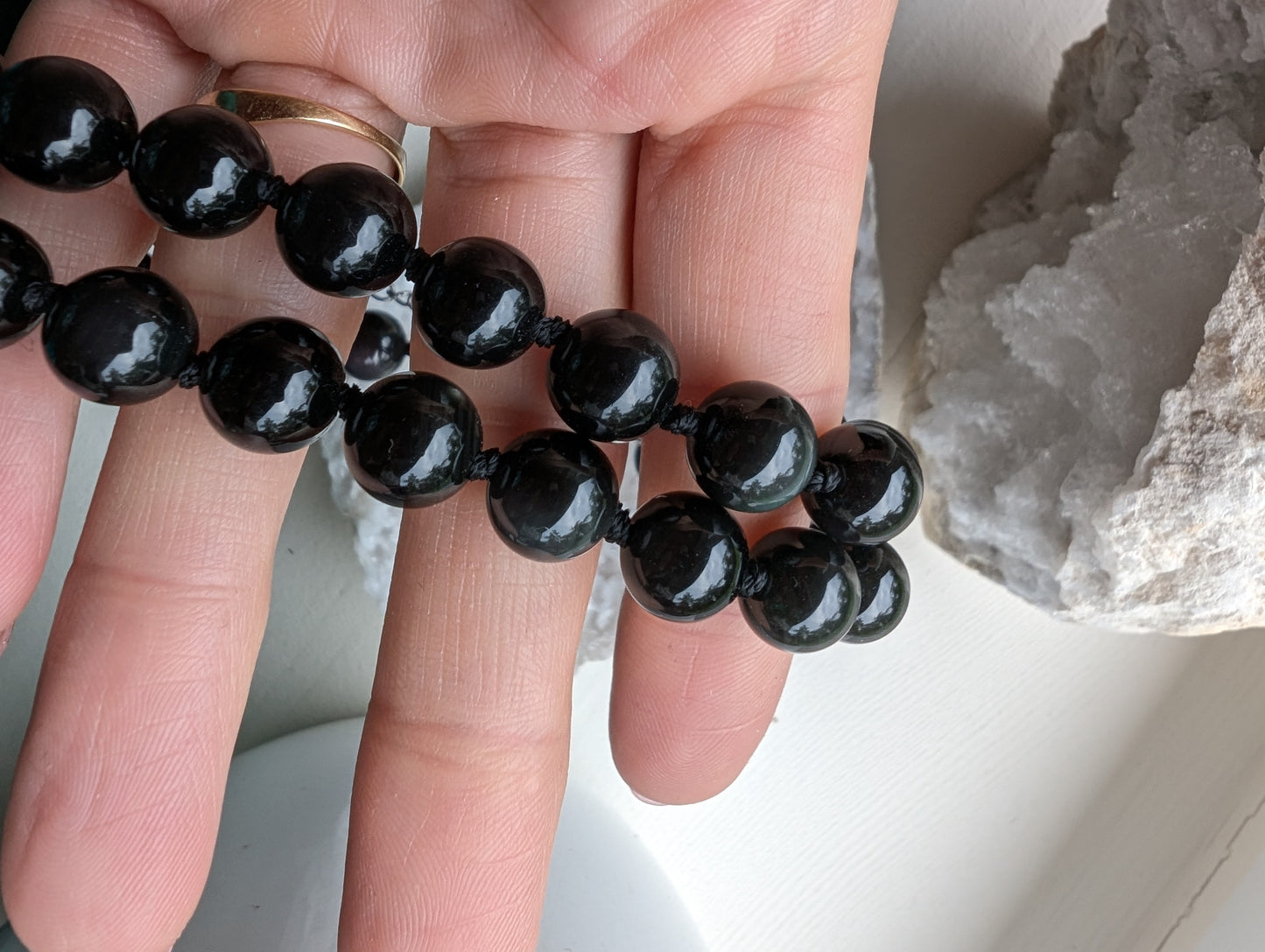 Collier obsidienne oeil céleste ou arc en ciel