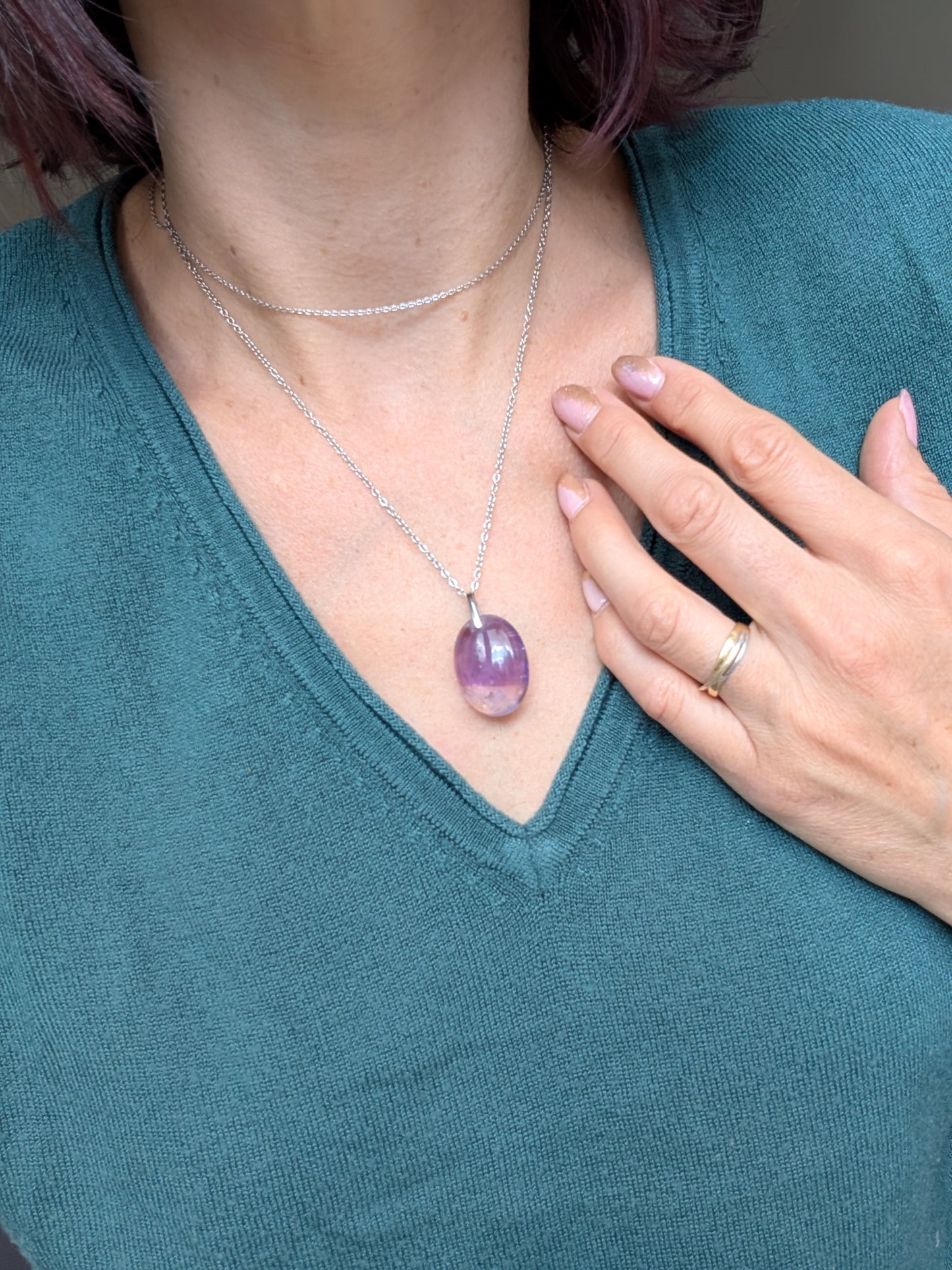Collier avec amétrine et chaine acier inoxydable