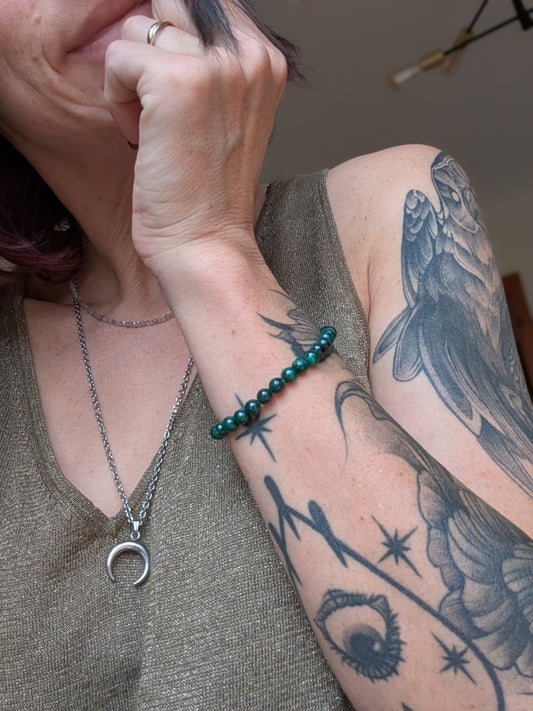 Bracelet en malachite 6mm 17 cm