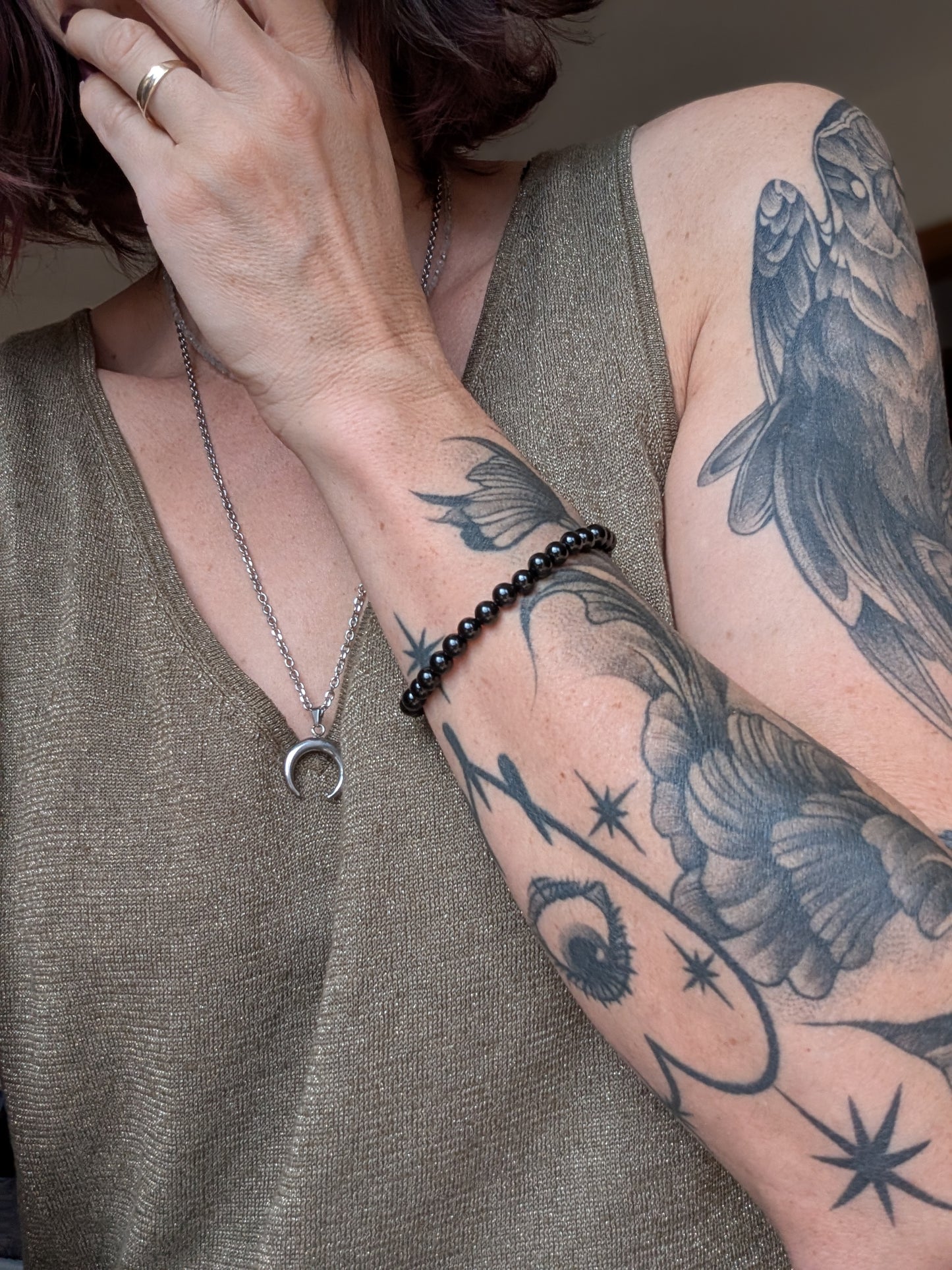 Bracelet en spinelle noire 17 cm