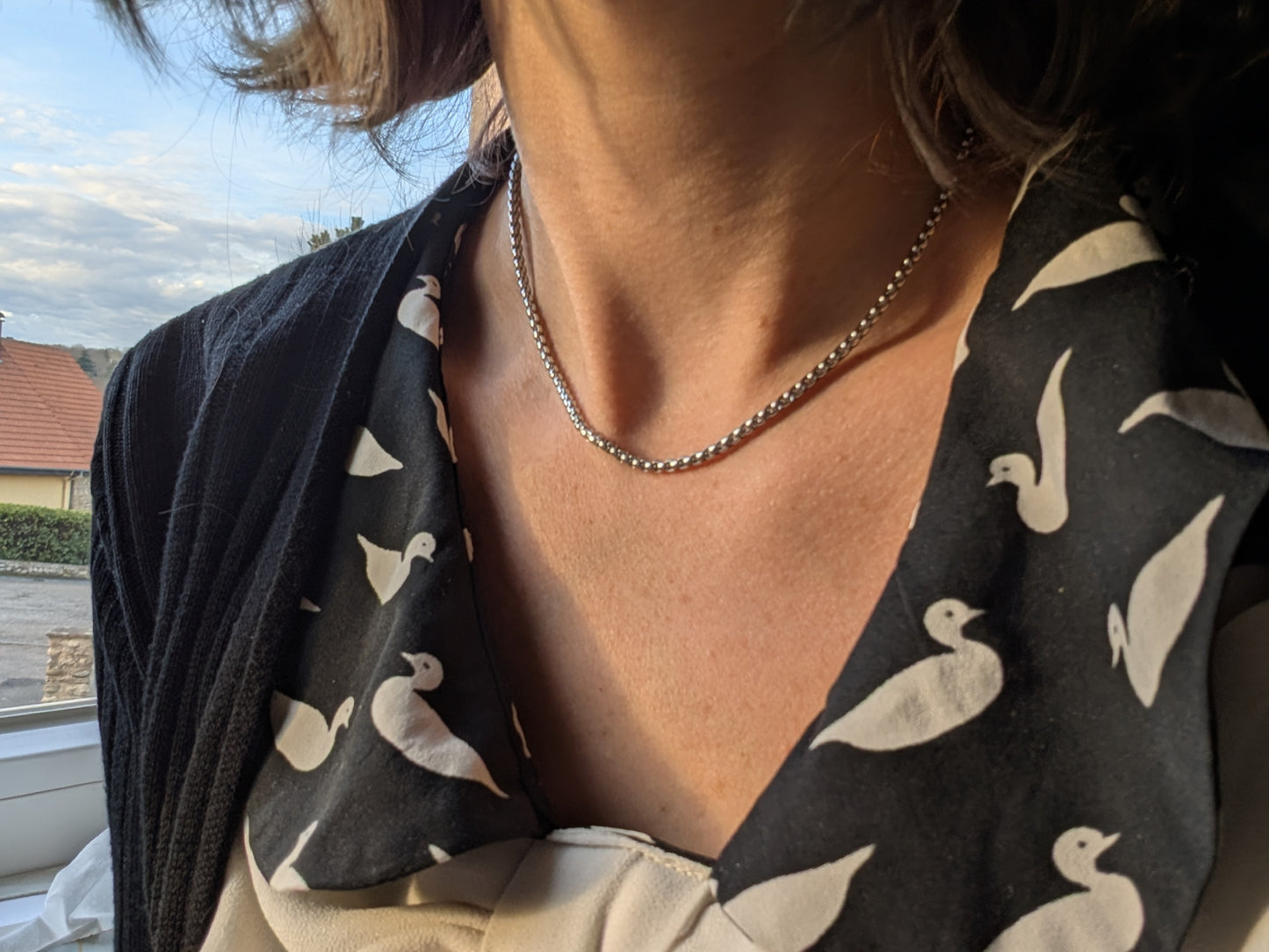 Collier acier inoxydable ras du cou maille 39 cm