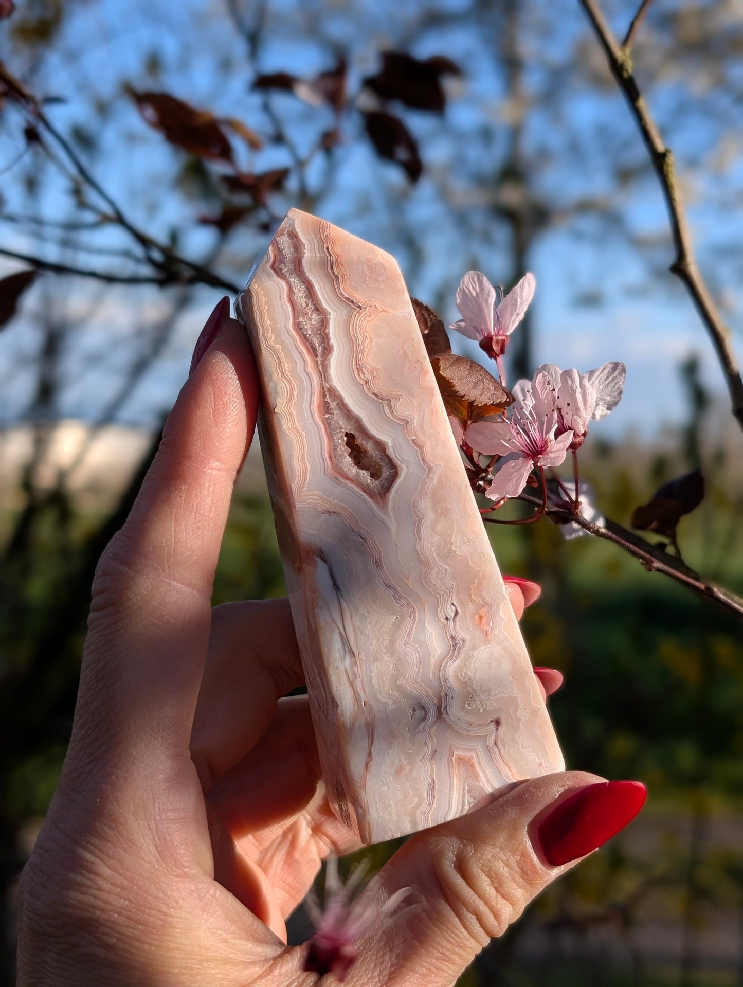 Pointe en agate crazy lace