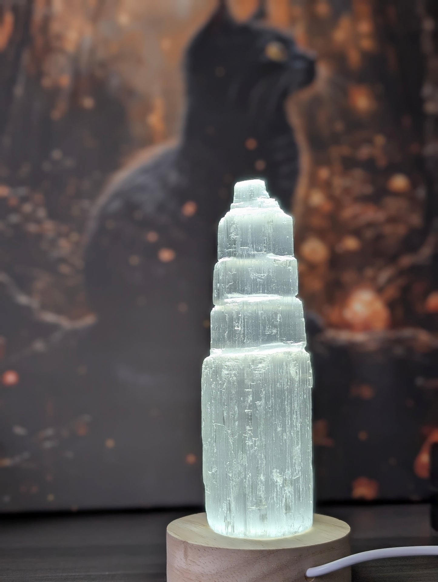 1 tour en sélénite avec ou sans lampe
