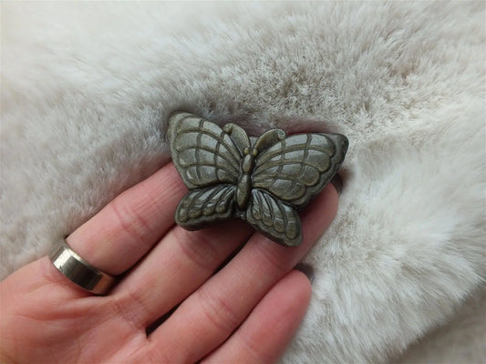 Papillon cabochon épais en obsidienne dorée - Aurore Lune