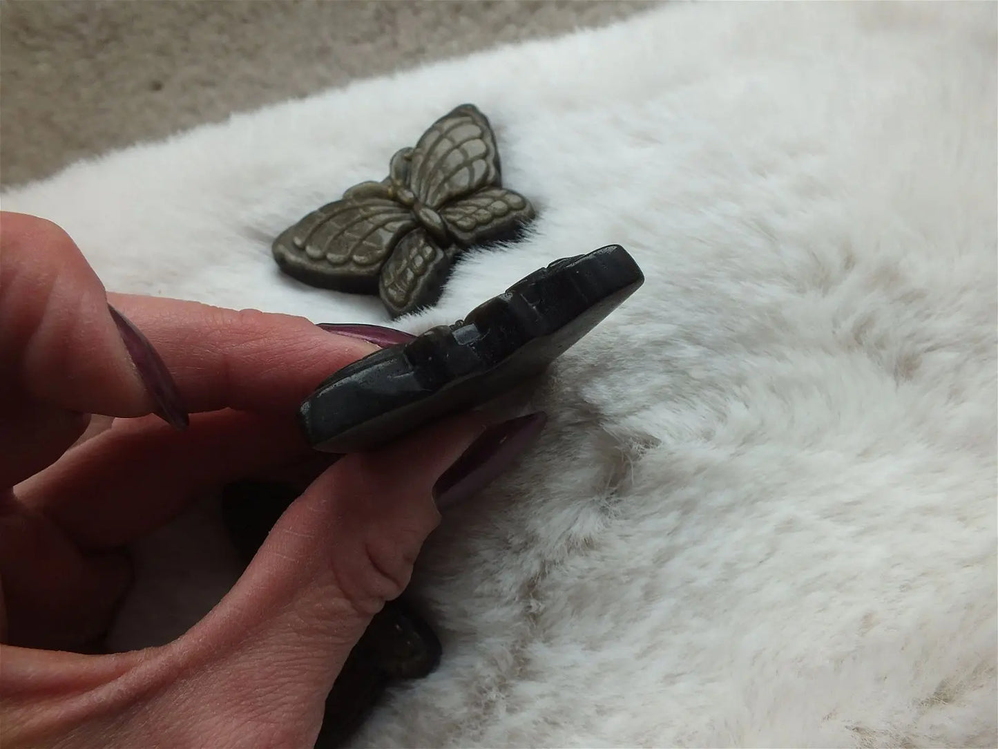Papillon cabochon épais en obsidienne dorée - Aurore Lune