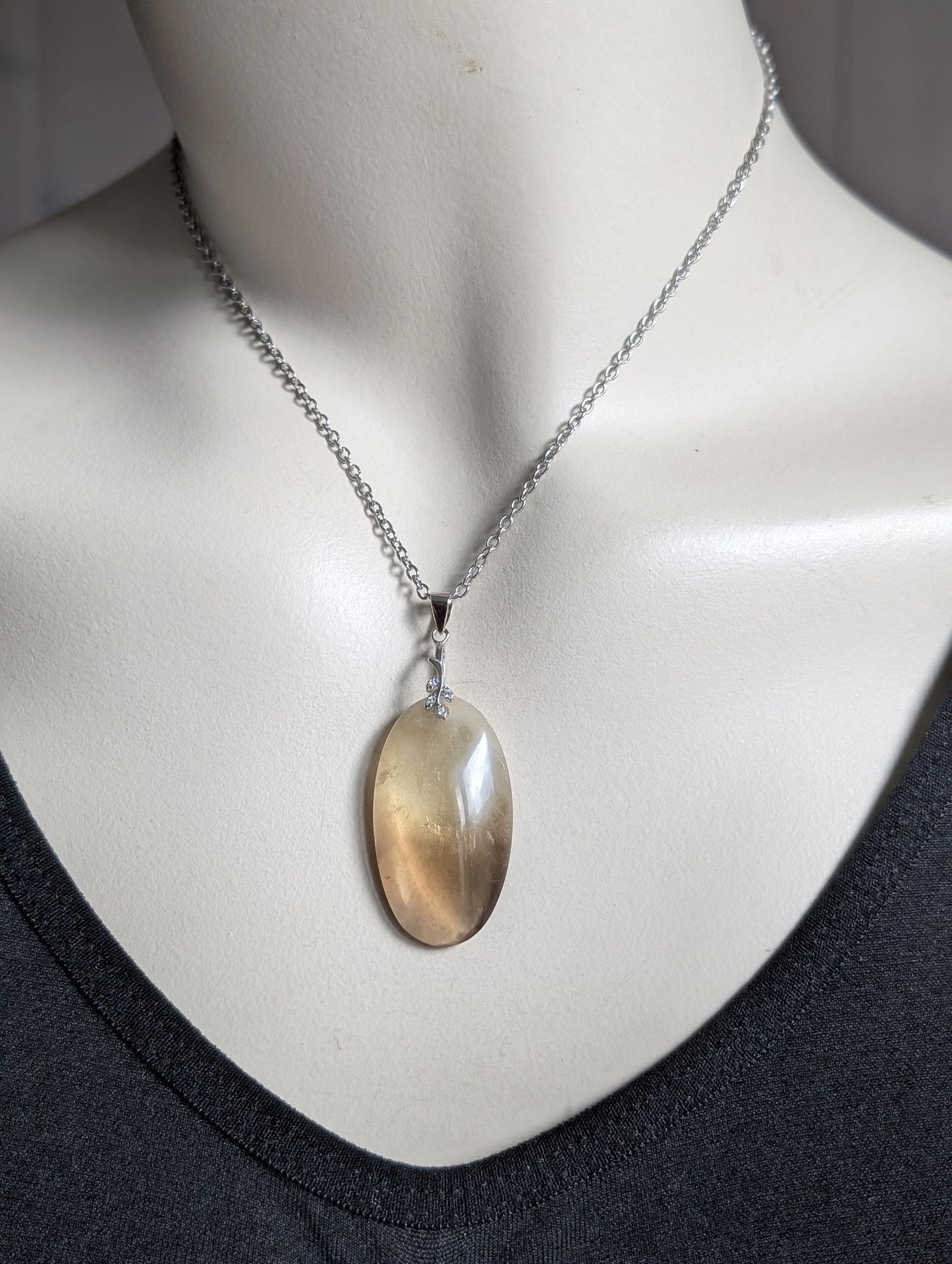 Pendentif citrine avec chaîne inox - Aurore Lune