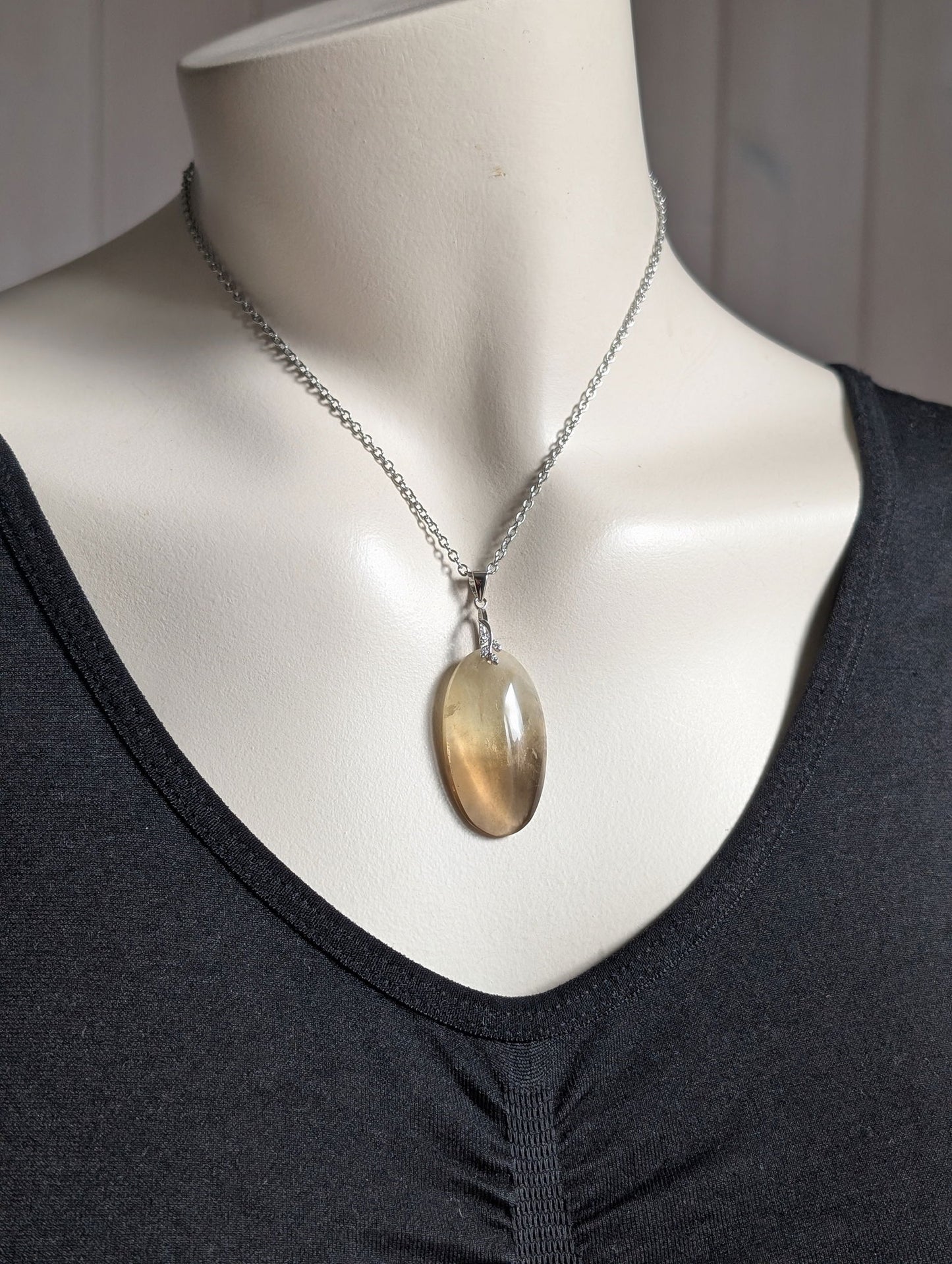 Pendentif citrine avec chaîne inox - Aurore Lune