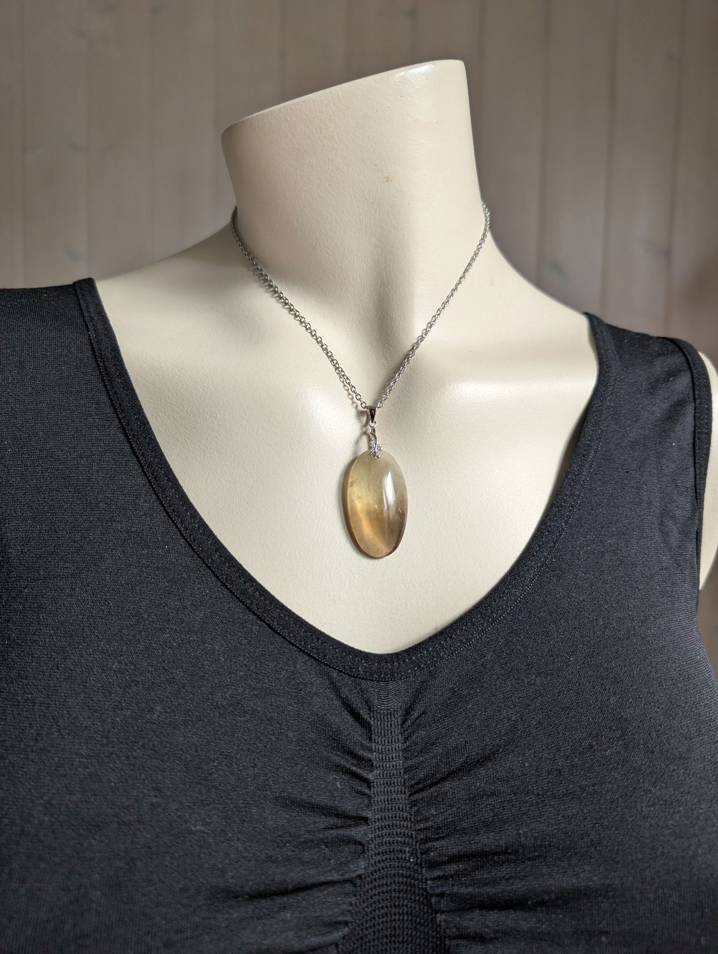 Pendentif citrine avec chaîne inox - Aurore Lune