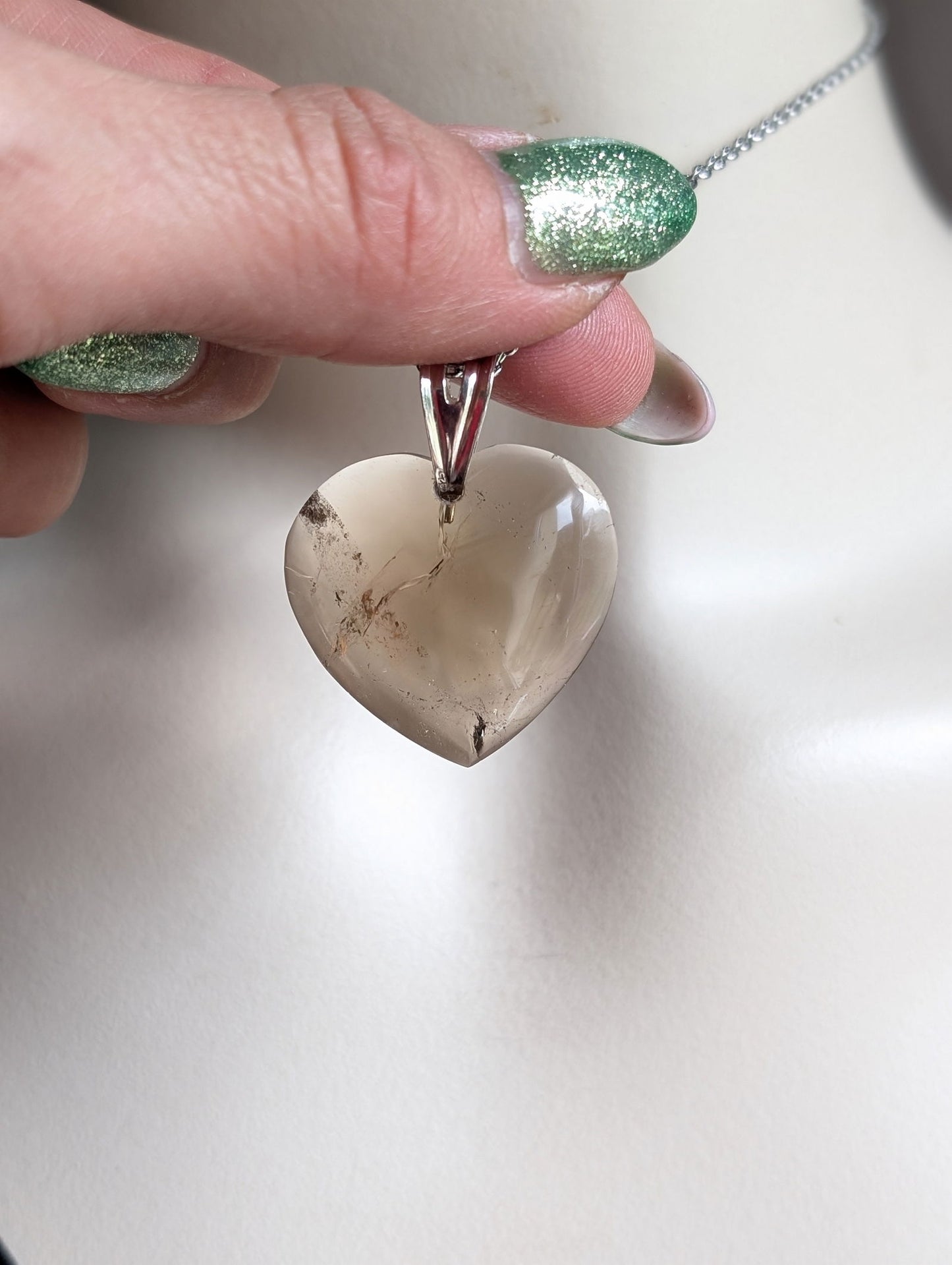 Pendentif coeur citrine avec chaîne inox - Aurore Lune