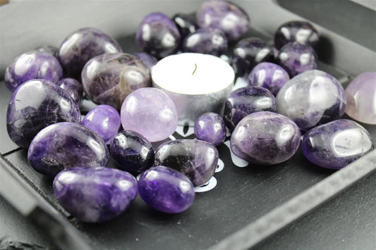 Pierre roulée en améthyste sombre - petite - Aurore Lune