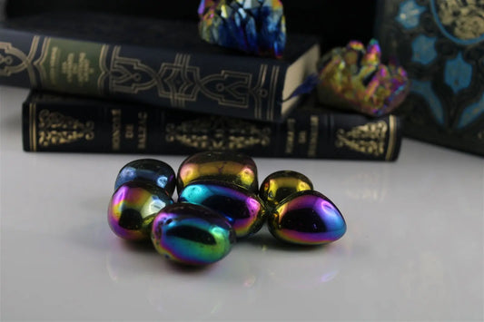 Pierre roulée en quartz rainbow aura COULEUR ARTIFICIELLE - Aurore Lune