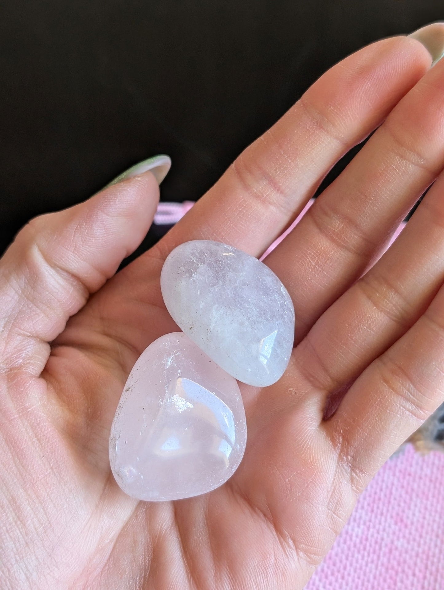 Pochon à offrir agate et quartz rose - Aurore Lune