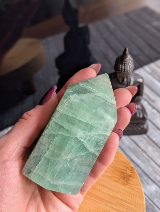 Pointe en fluorite - Aurore Lune