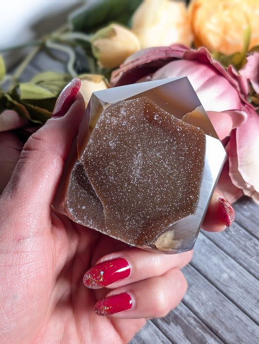 Pointe tour en agate du Brésil - Aurore Lune