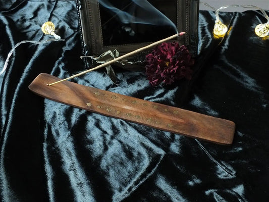 Porte encens en bois de sheesham motif étoiles COLIS svp - Aurore Lune