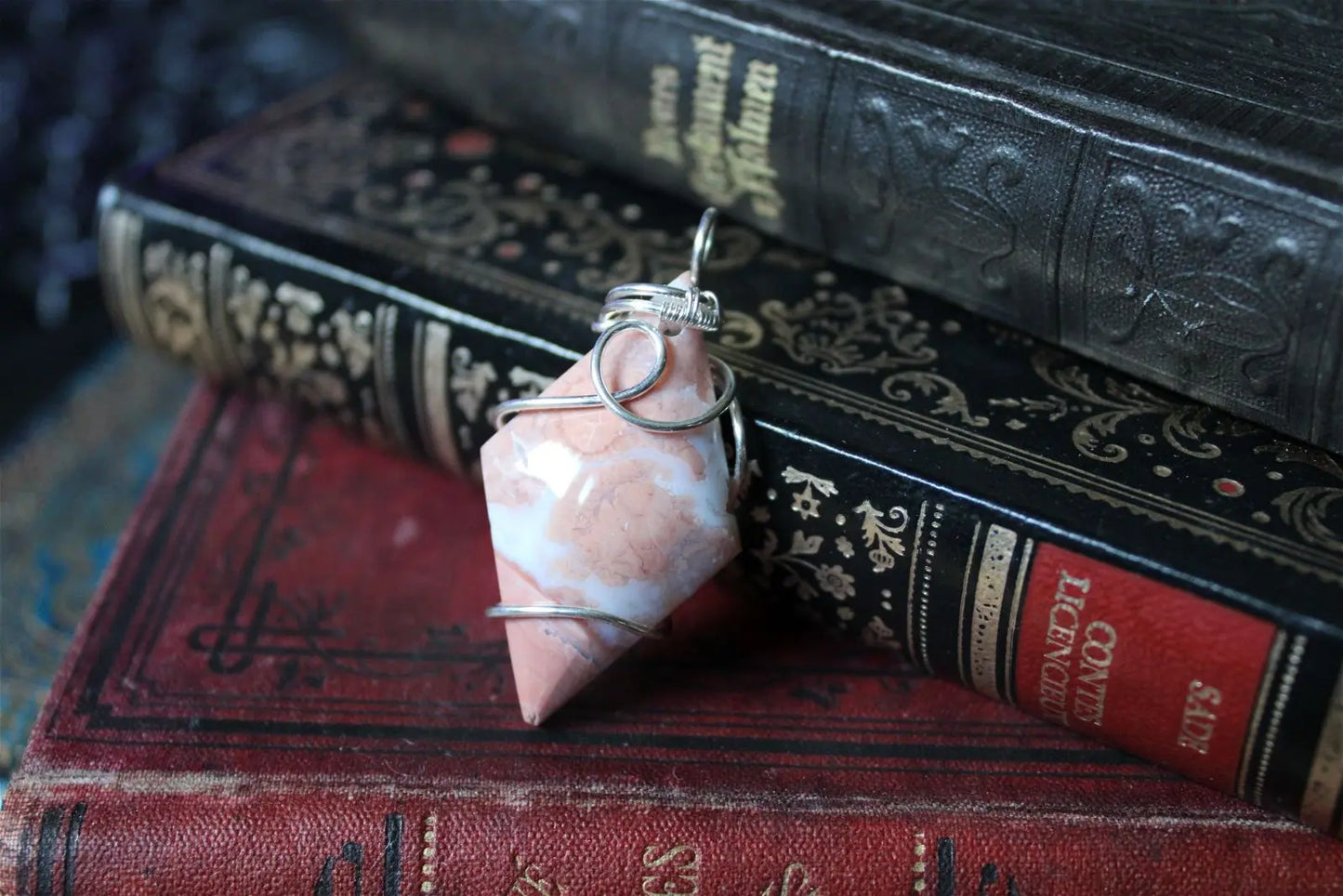 RARE * Collier de douceur en agate candy cotton SILVER FILLED - Aurore Lune