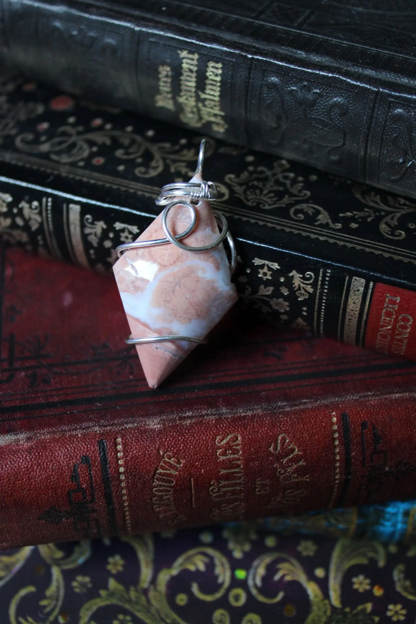 RARE * Collier de douceur en agate candy cotton SILVER FILLED - Aurore Lune