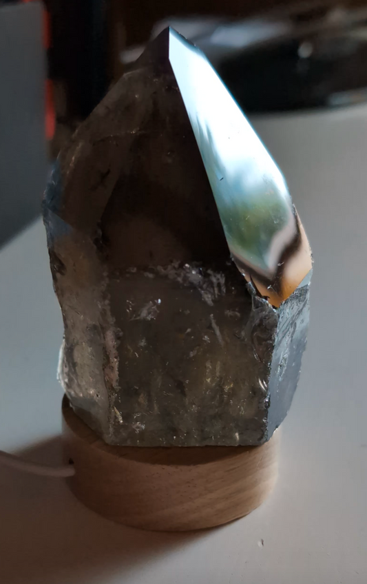 Quartz fumé ou enfumé photo contractuelle avec socle couleur OFFERT