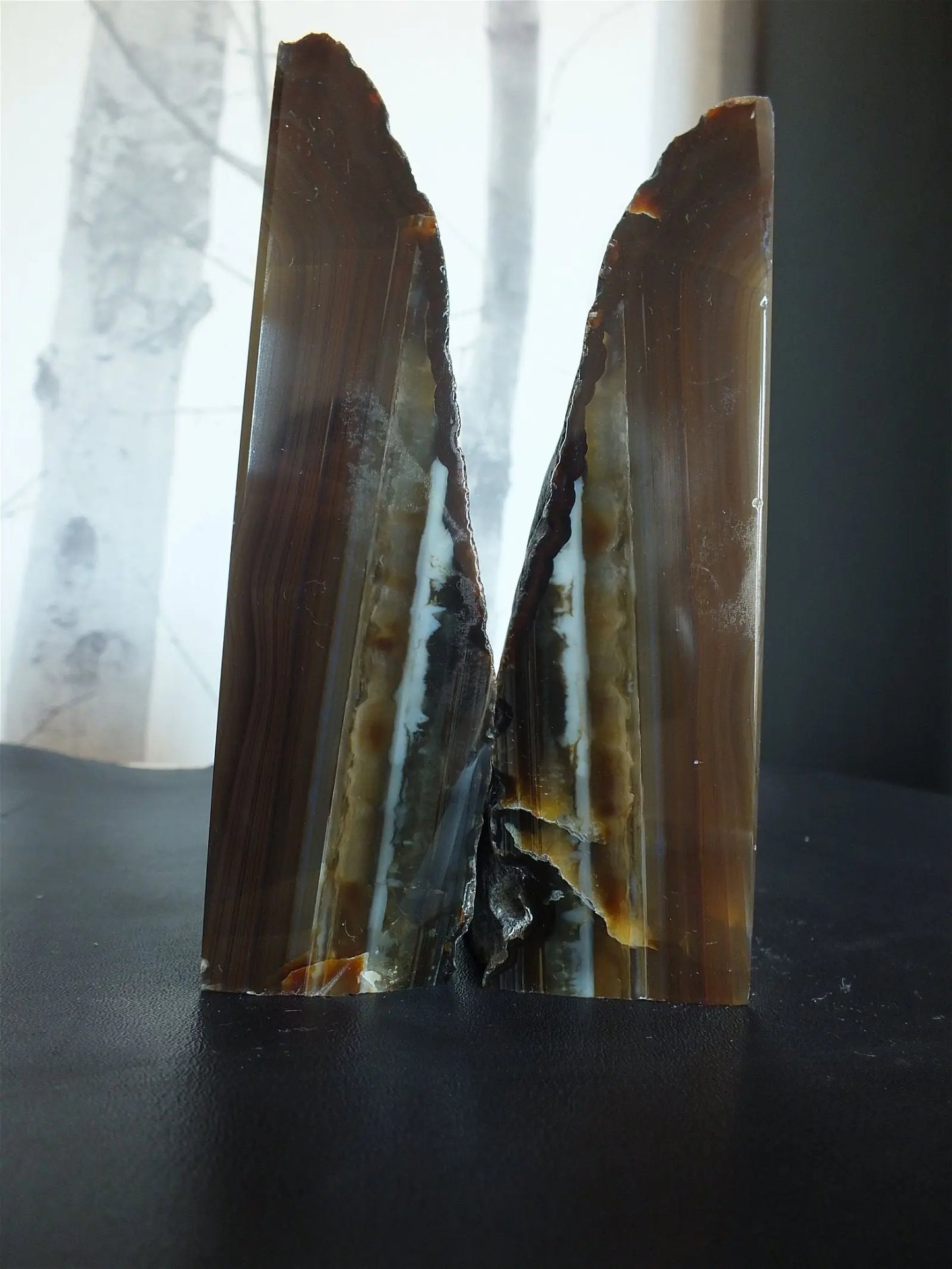 Serre livre Agate teintée du Brésil la paire AU CHOIX - Aurore Lune