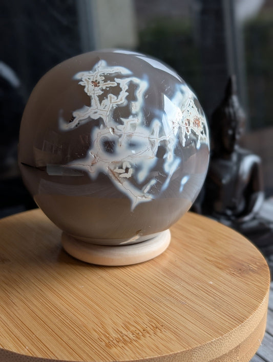 Sphere agate cristallisée 8 cm - Aurore Lune