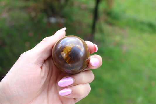 Sphère de jaspe automne avec socle * COLIS - Aurore Lune