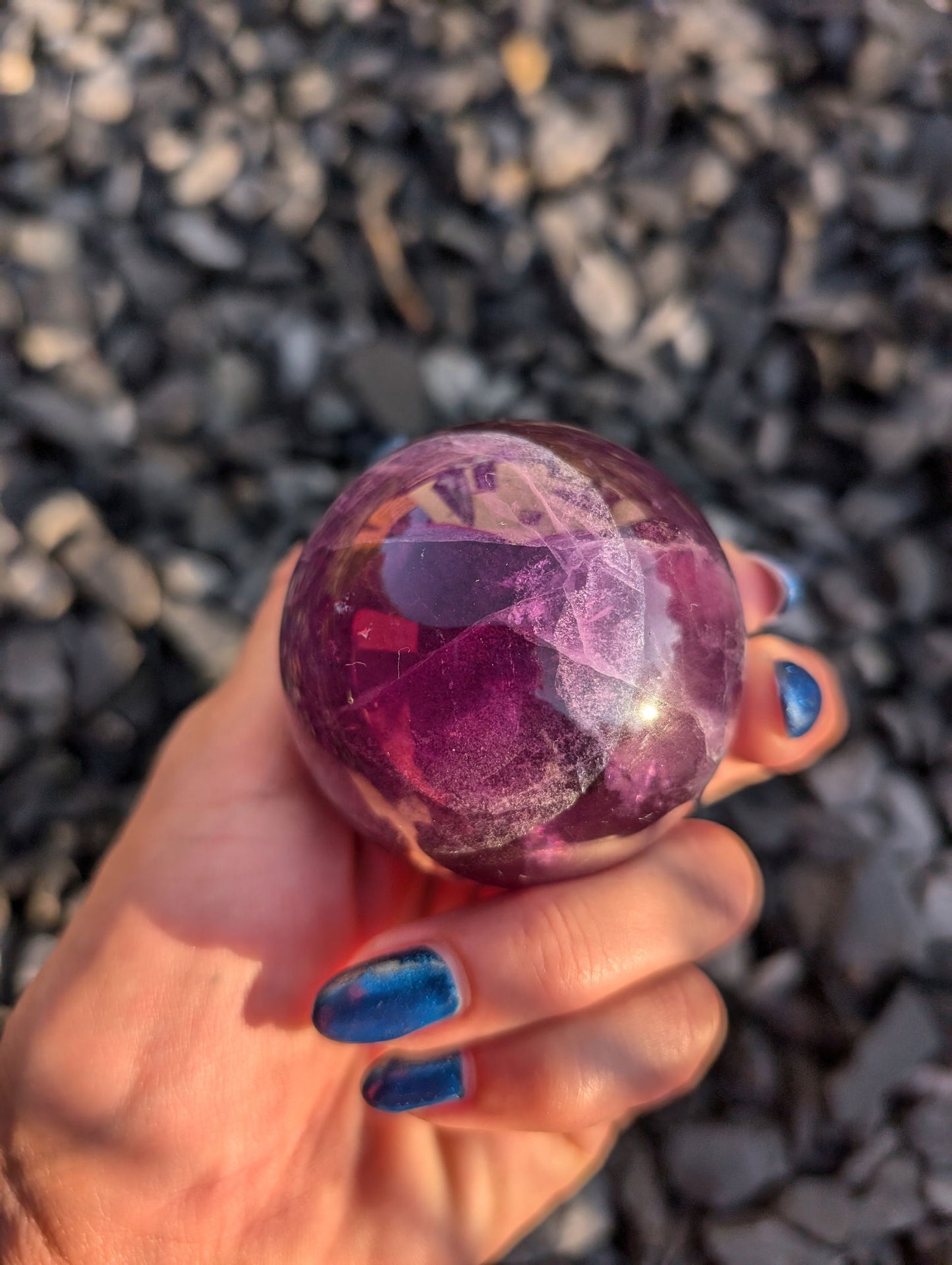 Sphère en fluorite violette - Aurore Lune