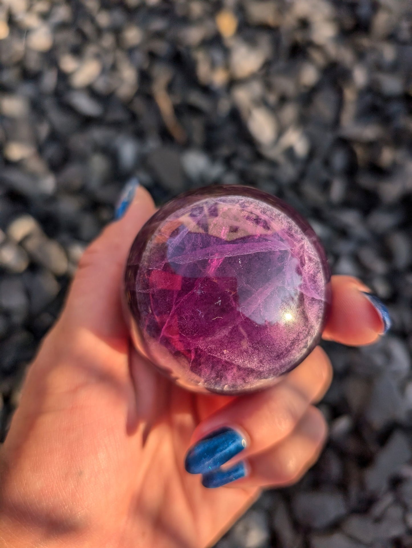 Sphère en fluorite violette - Aurore Lune