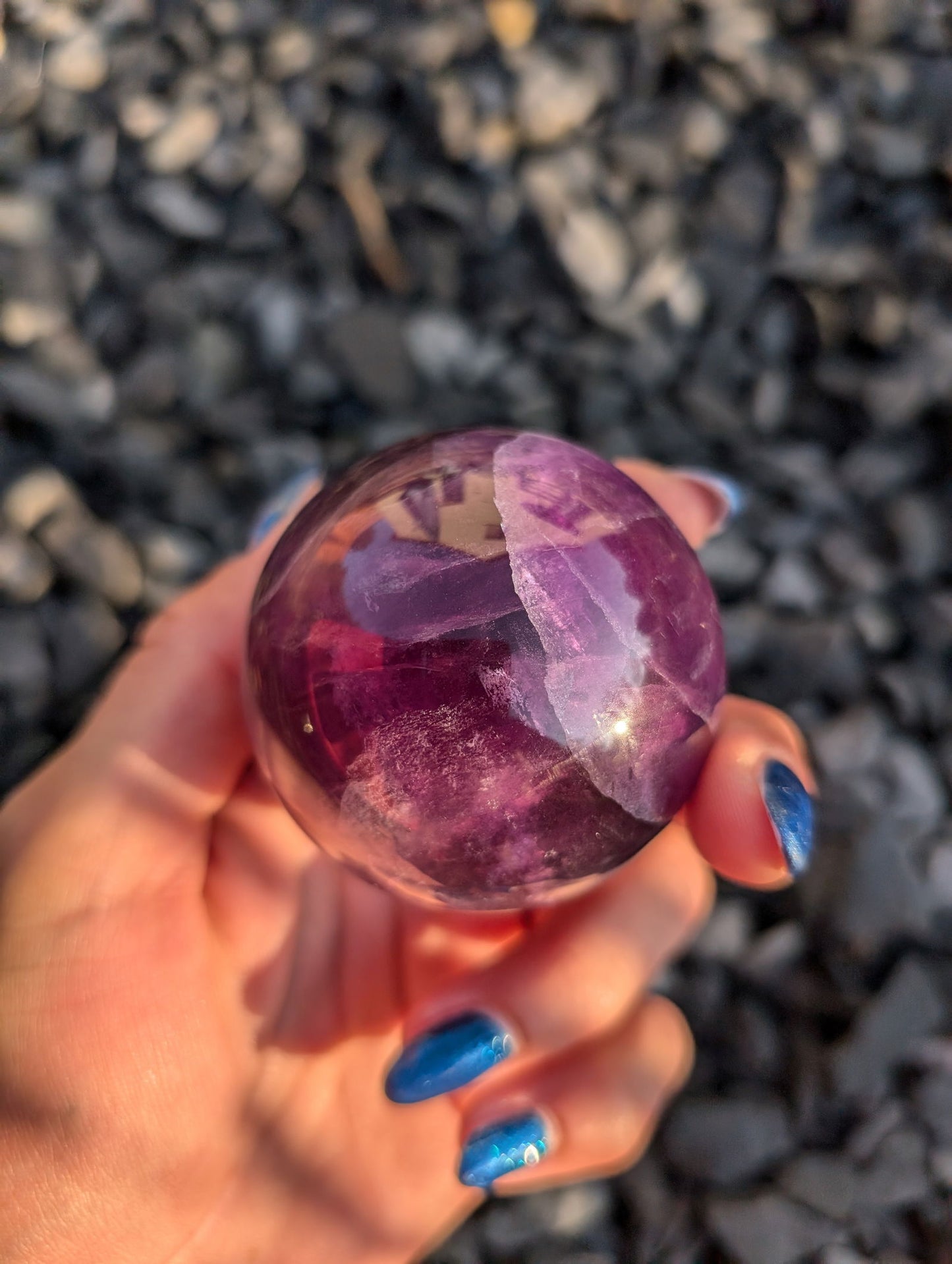 Sphère en fluorite violette - Aurore Lune