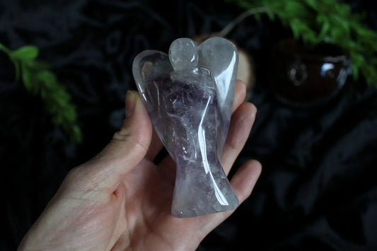 Statue XL ange en améthyste 9.4 cm de haut - Aurore Lune