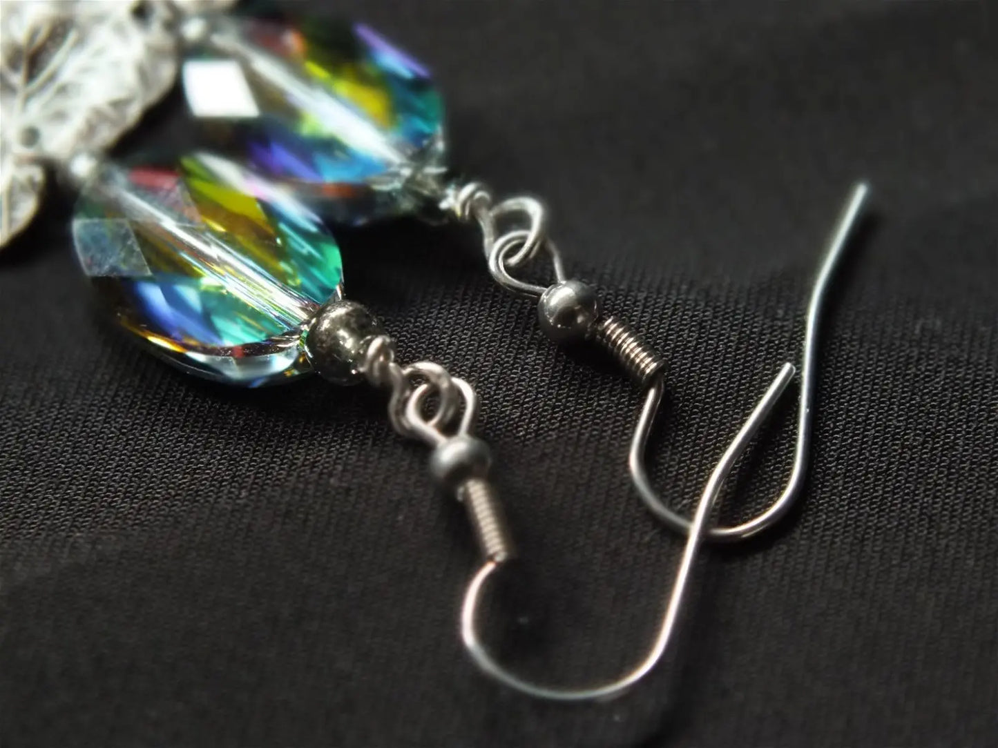 Swarovski boucles d'oreilles crochets acier inox - Aurore Lune