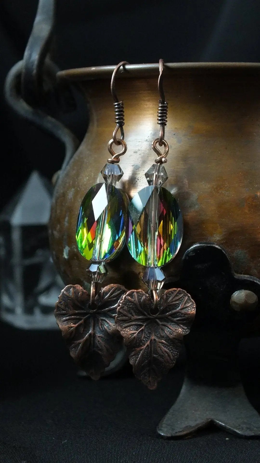Swarovski boucles d'oreilles cuivrées - Aurore Lune