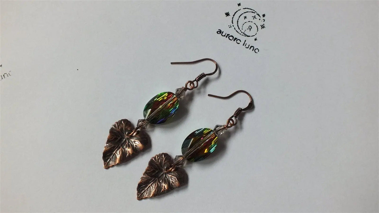 Swarovski boucles d'oreilles cuivrées - Aurore Lune