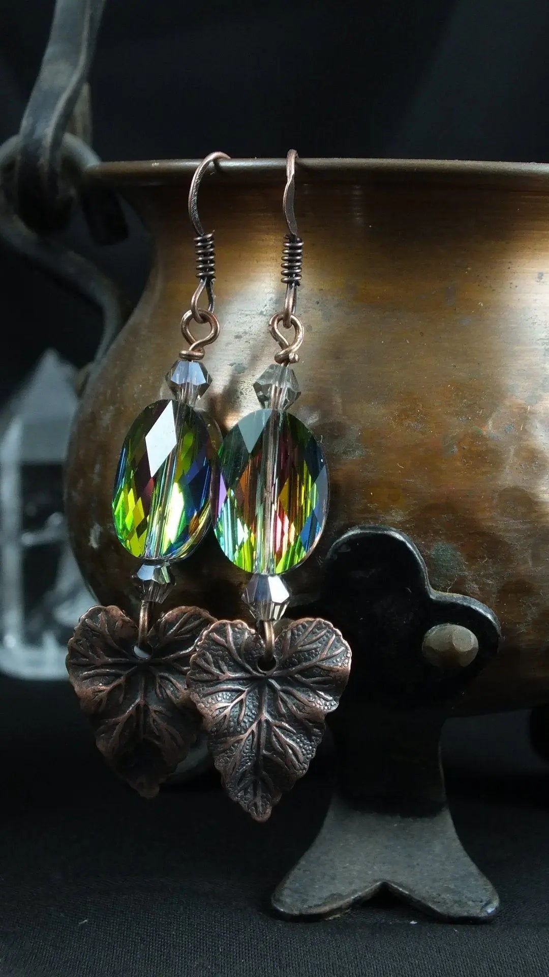 Swarovski boucles d'oreilles cuivrées - Aurore Lune