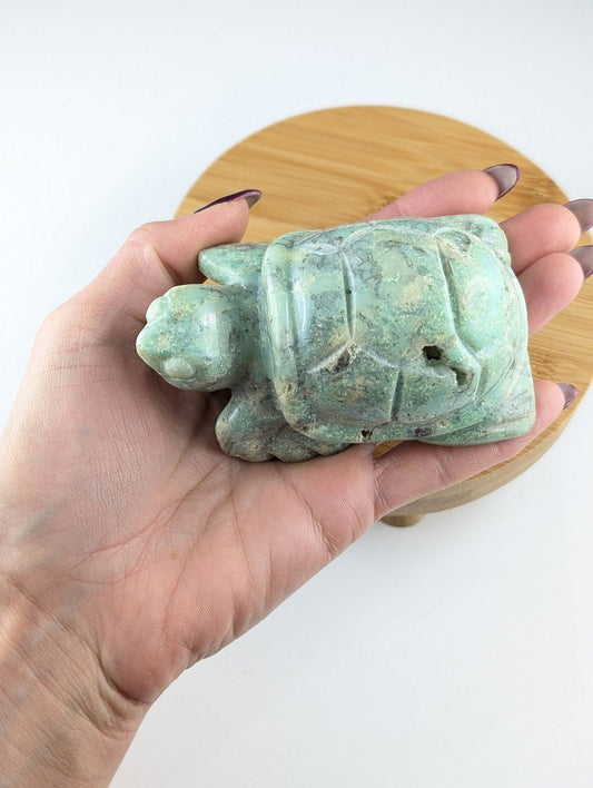 Tortue en chrysoprase - Aurore Lune