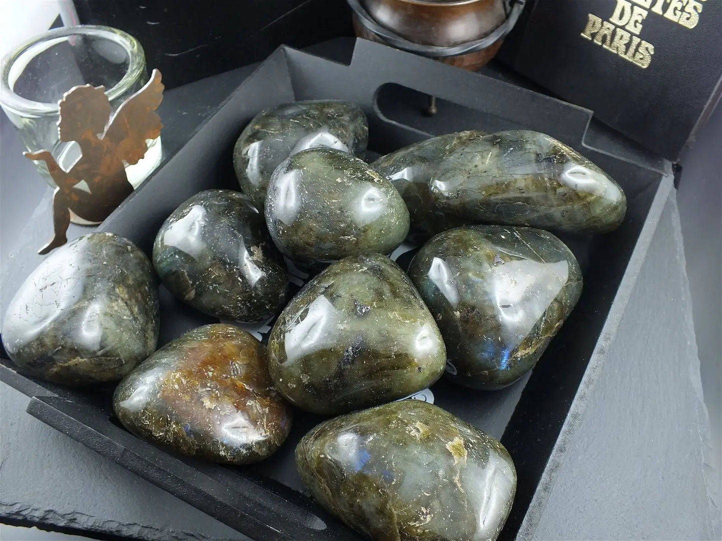Gros galet de labradorite * PROTECTION DU FOYER * COLIS - Aurore Lune