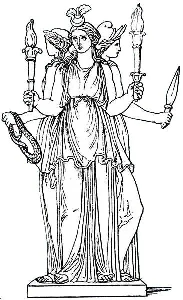 Triple Deesse ou Hécate gravée sur sélénite 12 cm - Aurore Lune