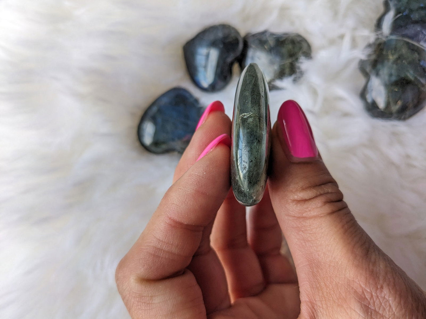 Un coeur labradorite reflets garantis - Aurore Lune