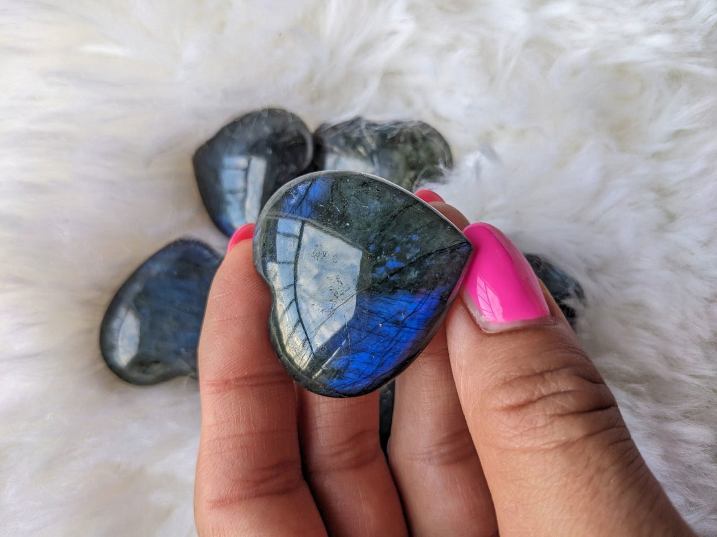 Un coeur labradorite reflets garantis - Aurore Lune