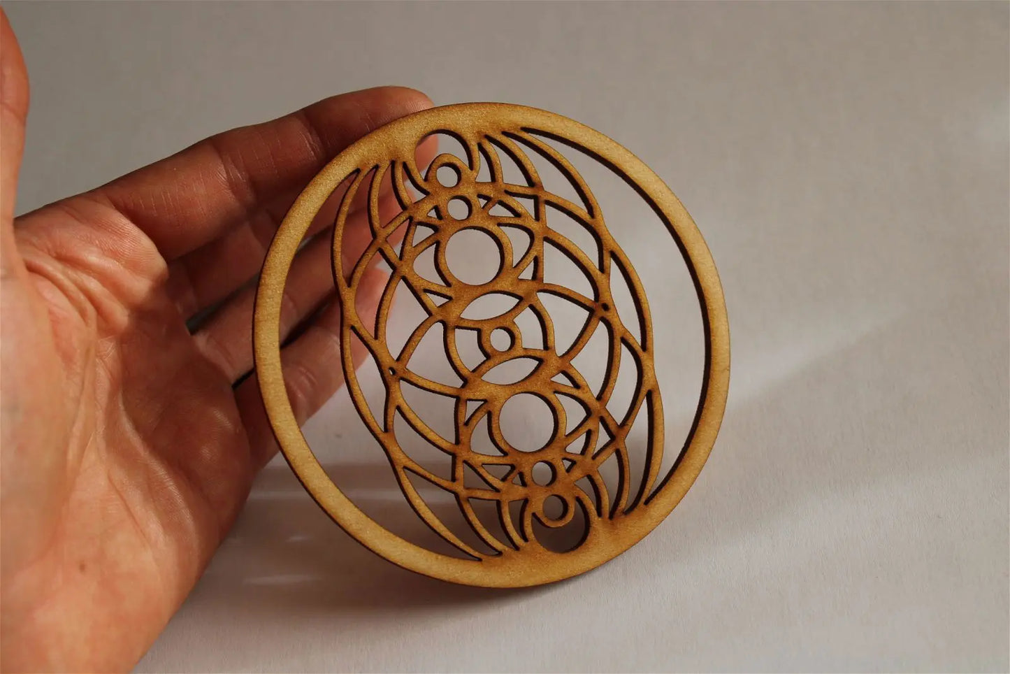 Vesica piscis en bois de bouleau - Aurore Lune