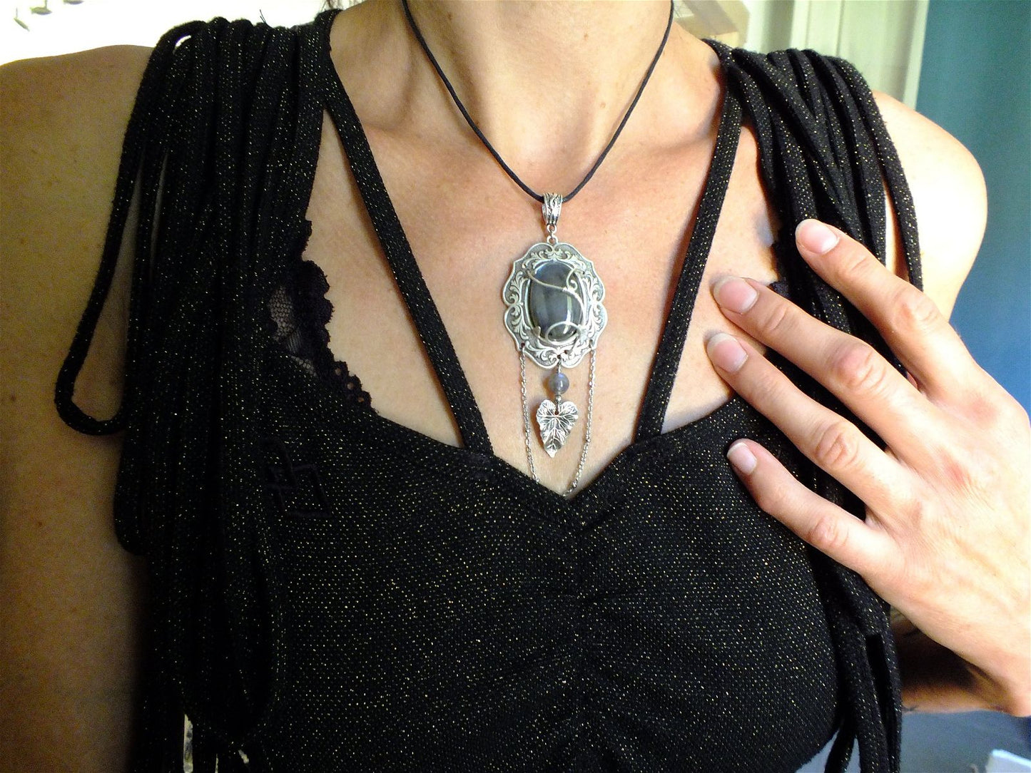 Collier labradorite baroque / elfique - Aurore Lune