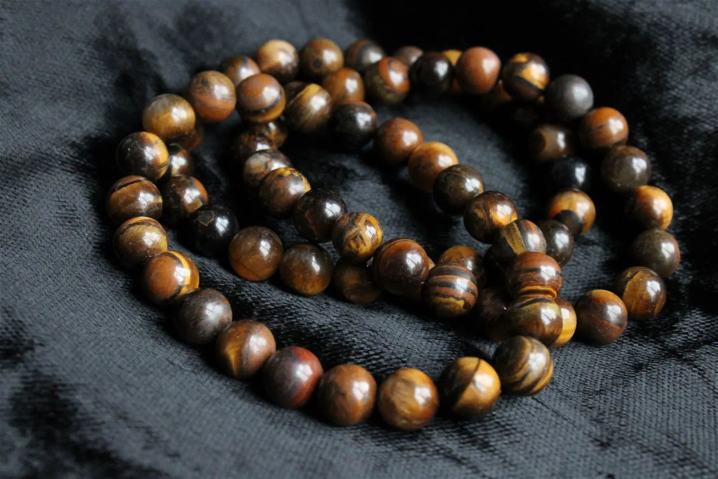 1 bracelet élastiqué en oeil de tigre poignet moyen / épais - Aurore Lune