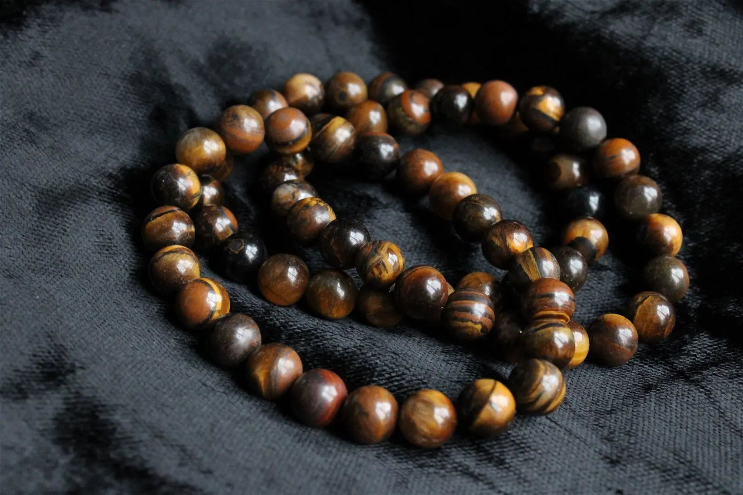 1 bracelet élastiqué en oeil de tigre poignet moyen / épais - Aurore Lune