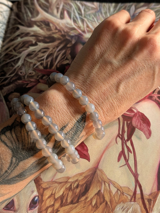 Bracelet agate grise 8mm Botswana 17 cm