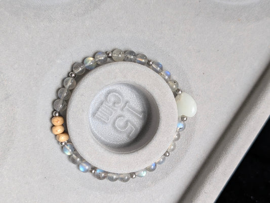 Bracelet élastique labradorite et amazonite 15 cm