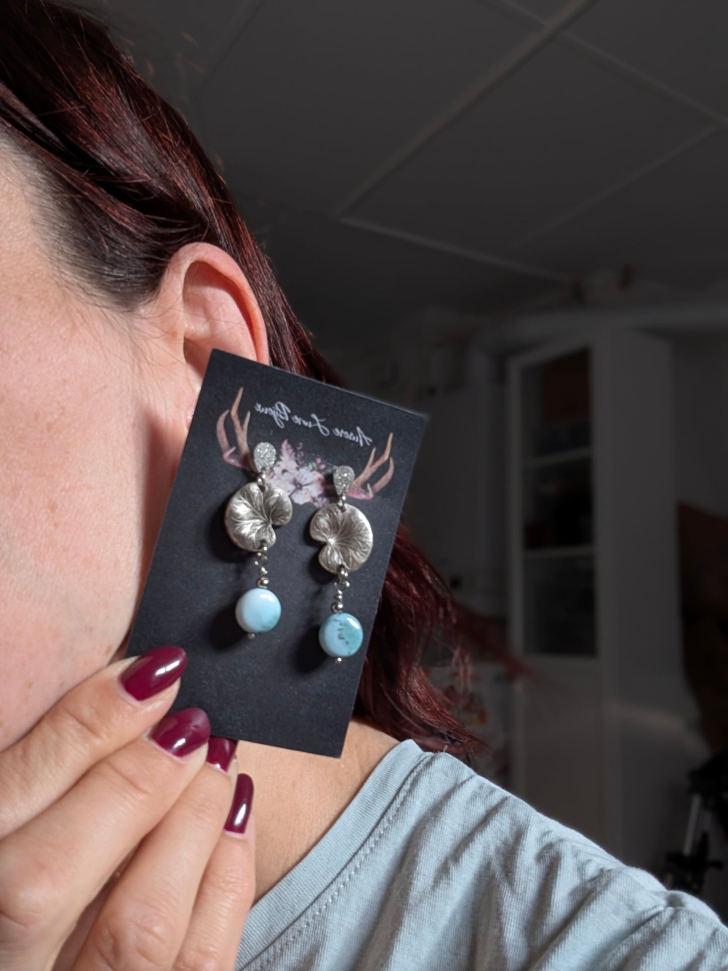 Boucles d'oreilles larimar