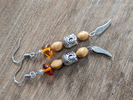 Boucles d'oreilles avec ambre