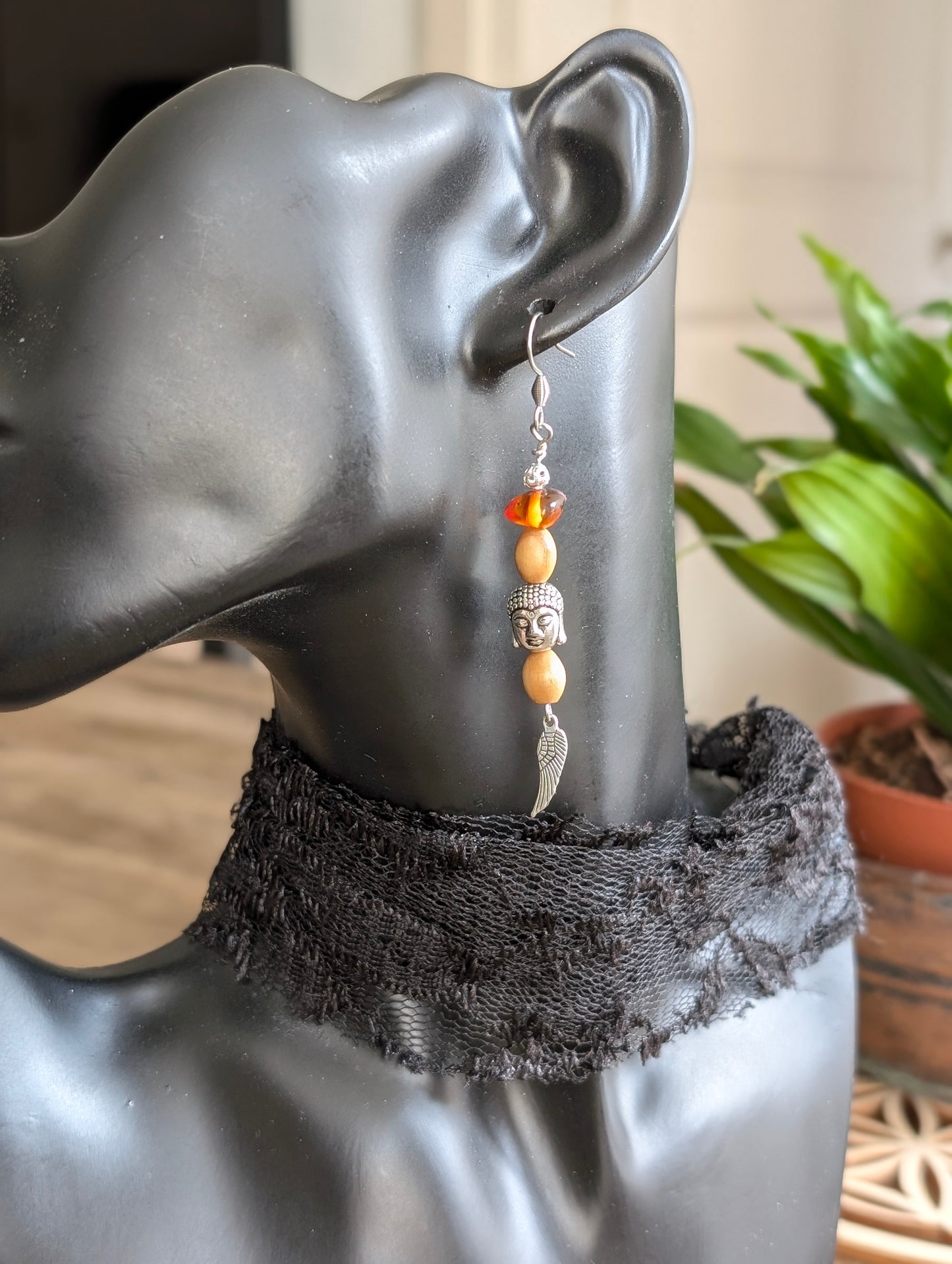Boucles d'oreilles avec ambre